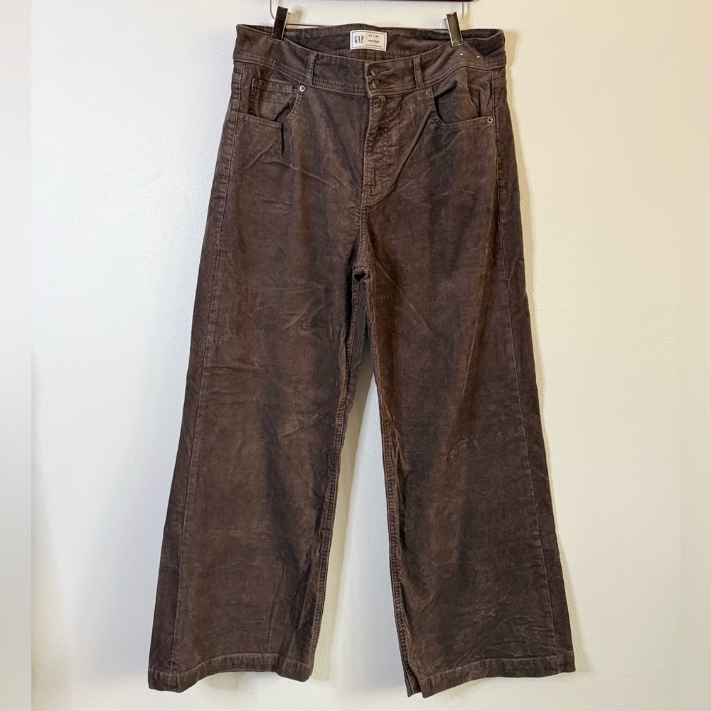 GAP Brown Corduroy Wide Leg Pants High Rise Women’s 14